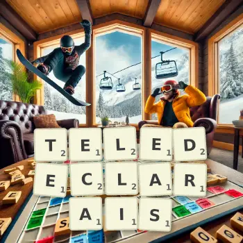 Illustration créative d'un jeu de lettres avec le mot TELEDECLARAIS épelé sur le plateau.