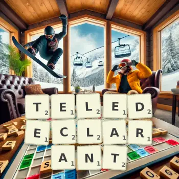 Illustration créative d'un jeu de lettres avec le mot TELEDECLARANT épelé sur le plateau.