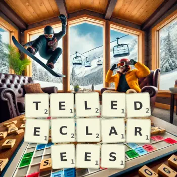 Illustration créative d'un jeu de lettres avec le mot TELEDECLAREES épelé sur le plateau.