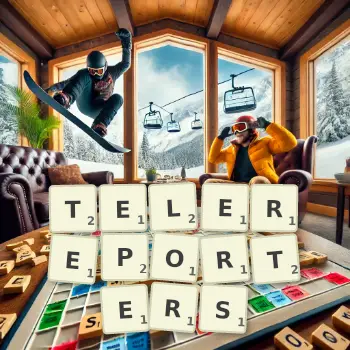 Illustration créative d'un jeu de lettres avec le mot TELEREPORTERS épelé sur le plateau.