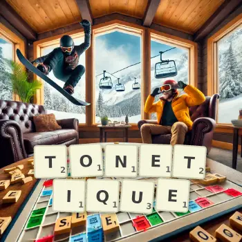 Illustration créative d'un jeu de lettres avec le mot TONETIQUE épelé sur le plateau.
