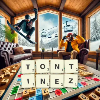 Illustration créative d'un jeu de lettres avec le mot TONTINEZ épelé sur le plateau.