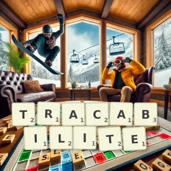 Illustration créative d'un jeu de lettres avec le mot TRACABILITE épelé sur le plateau.