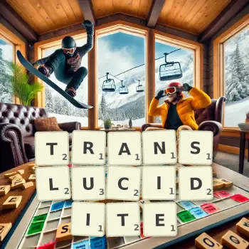 Illustration créative d'un jeu de lettres avec le mot TRANSLUCIDITE épelé sur le plateau.