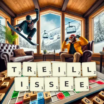 Illustration créative d'un jeu de lettres avec le mot TREILLISSEE épelé sur le plateau.