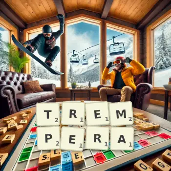 Illustration créative d'un jeu de lettres avec le mot TREMPERA épelé sur le plateau.