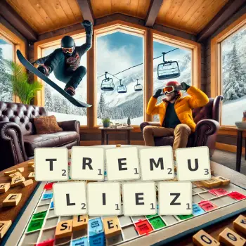 Illustration créative d'un jeu de lettres avec le mot TREMULIEZ épelé sur le plateau.
