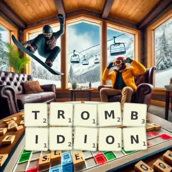 Illustration créative d'un jeu de lettres avec le mot TROMBIDION épelé sur le plateau.