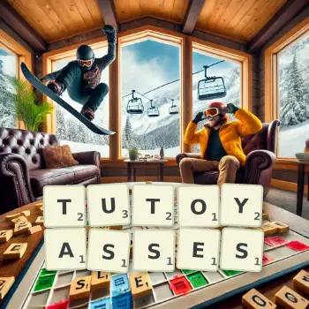 Illustration créative d'un jeu de lettres avec le mot TUTOYASSES épelé sur le plateau.