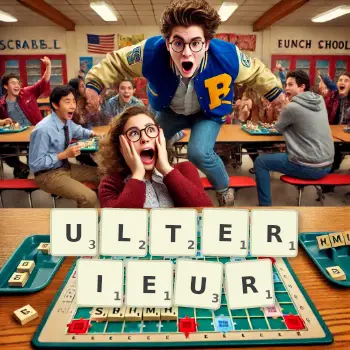 Illustration créative d'un jeu de lettres avec le mot ULTERIEUR épelé sur le plateau.