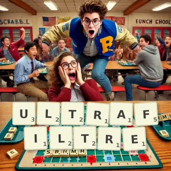 Illustration créative d'un jeu de lettres avec le mot ULTRAFILTRE épelé sur le plateau.