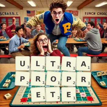 Illustration créative d'un jeu de lettres avec le mot ULTRAPROPRETE épelé sur le plateau.