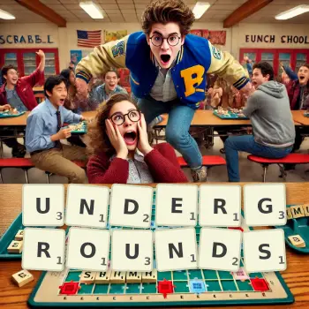 Illustration créative d'un jeu de lettres avec le mot UNDERGROUNDS épelé sur le plateau.