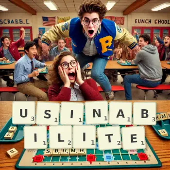 Illustration créative d'un jeu de lettres avec le mot USINABILITE épelé sur le plateau.