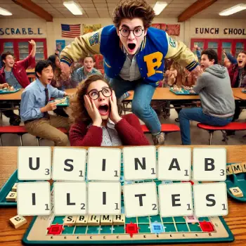 Illustration créative d'un jeu de lettres avec le mot USINABILITES épelé sur le plateau.