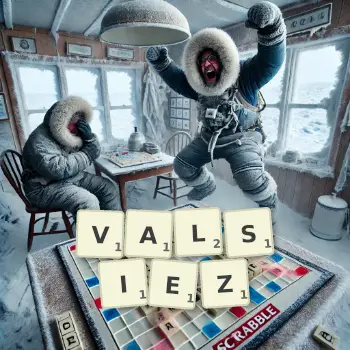 Illustration créative d'un jeu de lettres avec le mot VALSIEZ épelé sur le plateau.