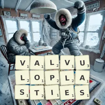 Illustration créative d'un jeu de lettres avec le mot VALVULOPLASTIES épelé sur le plateau.