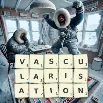 Illustration créative d'un jeu de lettres avec le mot VASCULARISATION épelé sur le plateau.