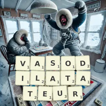 Illustration créative d'un jeu de lettres avec le mot VASODILATATEUR épelé sur le plateau.