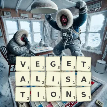 Illustration créative d'un jeu de lettres avec le mot VEGETALISATIONS épelé sur le plateau.