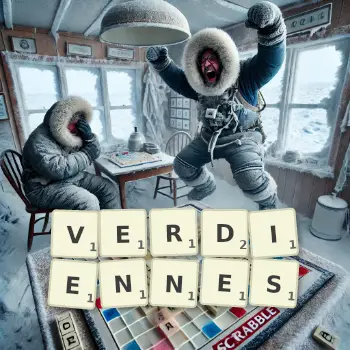 Illustration créative d'un jeu de lettres avec le mot VERDIENNES épelé sur le plateau.