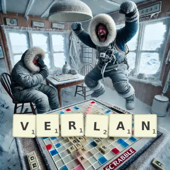 Illustration créative d'un jeu de lettres avec le mot VERLAN épelé sur le plateau.