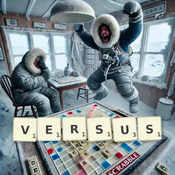 Illustration créative d'un jeu de lettres avec le mot VERSUS épelé sur le plateau.