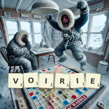 Illustration créative d'un jeu de lettres avec le mot VOIRIE épelé sur le plateau.