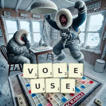 Illustration créative d'un jeu de lettres avec le mot VOLEUSE épelé sur le plateau.