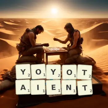 Illustration créative d'un jeu de lettres avec le mot YOYOTAIENT épelé sur le plateau.