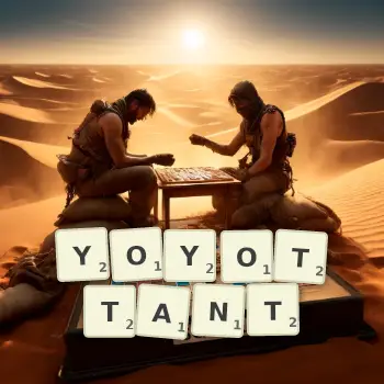 Illustration créative d'un jeu de lettres avec le mot YOYOTTANT épelé sur le plateau.