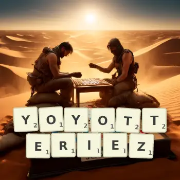 Illustration créative d'un jeu de lettres avec le mot YOYOTTERIEZ épelé sur le plateau.