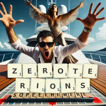 Illustration créative d'un jeu de lettres avec le mot ZEROTERIONS épelé sur le plateau.